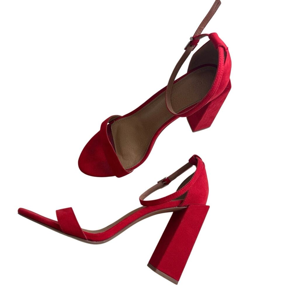 ASOS Red Block Heel Ankle Strap Sandals Size 9 - Picture 5 of 9